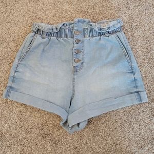 Jean paper bag shorts